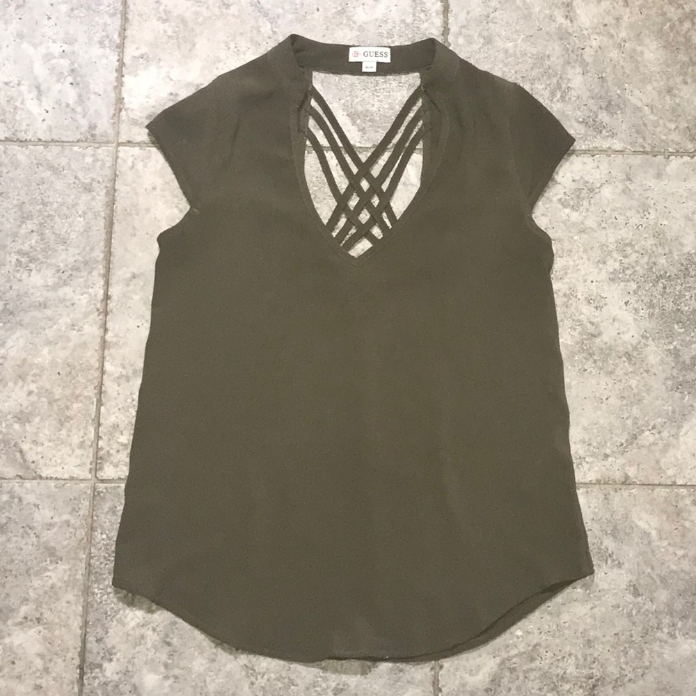 GUESS - dark & pale olive green blouse - Picture 2 of 7